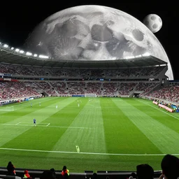 a soccer match on the moon