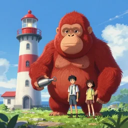 hero world atari, red orangutan shake lighthouse as big shaker, behance hd by jesper ejsing, by rhads, makoto shinkai and lois van baarle, ilya kuvshinov, rossdraws global illumination