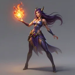 The sorceress casting a fire ball, league of legends, tiny abdomen & inflated hips body, full body realistic, sharp focus, 8k high definition, insanely detailed, intricate, elegant, smooth, sharp focus, illustration, ArtStation, art by 100% Hearthstone