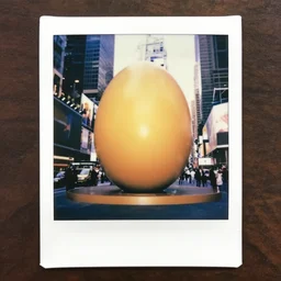 polaroid of a giant egg in times square