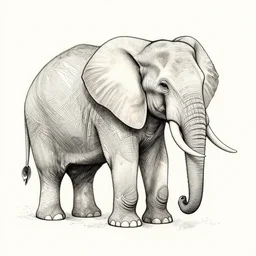 small realistic fine line art of a stylized elephant with abstract geometric patterns, fine line art, highly detailed, hd, concept