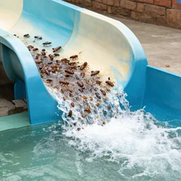 waterslide overflowing with cockroaches