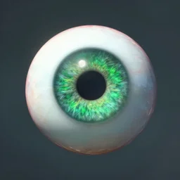 a floating eyeball, green pupil, hyper-detailed