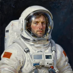 portrait of jacques mckeown space adventurer, oil painting