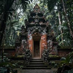 temple in jungle, dark fantasy,