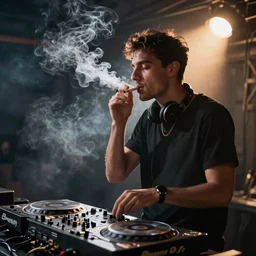 dj cigarette smoking and playing his favourite songs