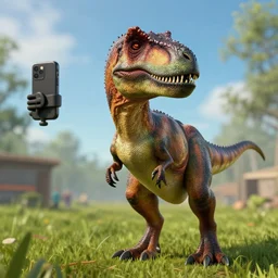a velociraptor taking a selfie, leica