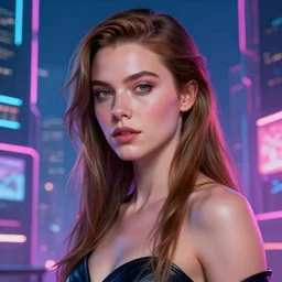 Portrait of Mary Elizabeth Winstead in a cyberpunk city, neon lighting, model, HDR, 24MP, fantasy, high detail, elegant, digital painting, rossdraws global illumination, vibrant, intricate, textured skin, highly detailed, artstation, sharp, focus, illustration, Anna Dittmann, Ilya Kuvshinov, Nikolay Makovsky