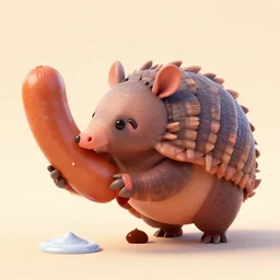 combination of an armadillo and a cocktail sausage, highly detailed, 8 k, smooth, cartoon