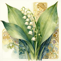 a beautifull intricate watercolor painting of lily of the valley, reflexions, verry high details by william turner art, greg rutkowski and alphonse mucha, trending on artstation, very very detailed, masterpiece, - h 7 0 4