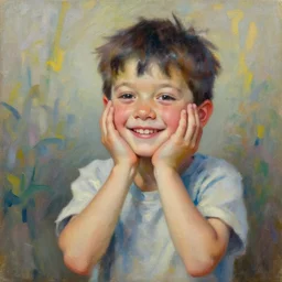 The Joy Of Life, expressive oil painting, a boy, evokes feelings of joy, 4k detail