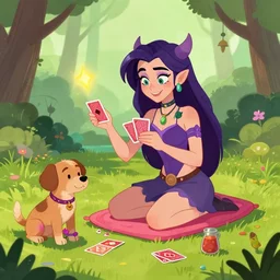 flora is a creative vampire who finds it hard to stay out of trouble. she enjoys playing card games, competitive dog grooming and planking. she is stable and exciting. she always carries a magic bean and her purpose in life is to prevent the apocalypse.