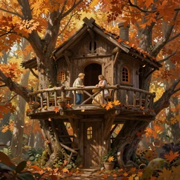 autumnal treehouse interior, d & d, fantasy, portrait, highly detailed, digital painting, trending on artstation, concept art, sharp focus, illustration, art by artgerm and greg rutkowski and magali villeneuve