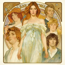 realistic detailed full portrait of 1700s Bella Hadid by Alphonse Mucha, Ayami Kojima, Amano, Charlie Bowater, Greg Hildebrandt, Jean Delville