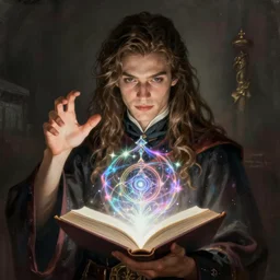 character concept portrait of an attractive young Spanish wizard  conjuring a death spell, a floating iridescent spell book in the center, intricate, elegant, digital painting, concept art, smooth, sharp focus, illustration, from Metal Gear, by Ruan Jia and Mandy Jurgens and William-Adolphe Bouguereau, Artgerm