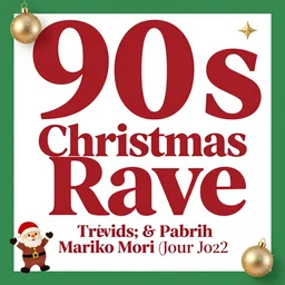 flyer for a 9 0 s christmas rave, by mariko mori
