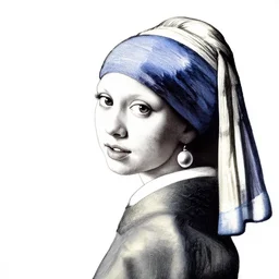 beautiful portrait of a woman, negative no not the girl with a pearl earring, highly detailed ink illustration, b & w clean shaped illustration by kim jung gi, ric estrada, ron english and eiichiro oda