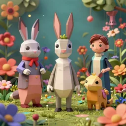 low poly, pixar, un surreal hybrid animals, nostalgia for a fairytale, magic realism, flowerpunk, mysterious vivid colors by andy kehoe and amanda clarke en un mundo creado por gediminas pranckevicius y zdzisław beksinski, unreal engine 5, ray tracing
