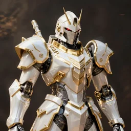 A knight in ivory white mecha armor with gold trim, art by Eugenia firs ArtStation, Unreal Engine, intricate detail, smooth, sharp focus,