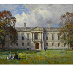 impressionist oil painting of campus life at University college dublin