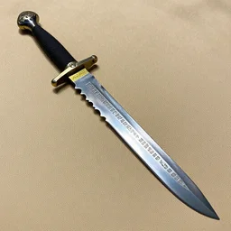the saber is long, nearly fifty centimeters, narrow at the base, but wider than a maple leaf at the tip ; the blade has several serrations, the steel gleams in the sunlight, striking the imagination with its ornaments and etched hieroglyphs of an unknown language.