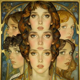 an art nouveau, ( streamline moderne ), multi - racial portrait in the style of anna dittmann and ross tran and loish. very large, clear, expressive, and intelligent eyes. symmetrical, centered, ultrasharp focus, dramatic lighting, photorealistic digital matte painting, intricate ultra detailed background.