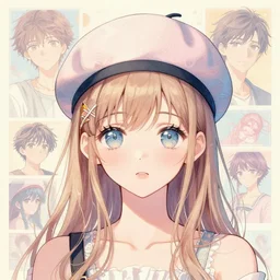 girl wearing a beret, very anime!!! anime!! intricate details, aesthetically pleasing pastel colors, poster background, art by conrad roset and ilya kuvshinov