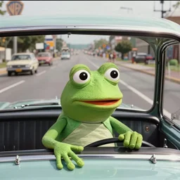 pepe frog, film still psycho 1 9 6 0, long shot, driving car scene, high quality, hd, 4 k, warner, hbo, cinema frame