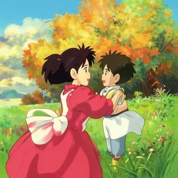 Fantasy adventure artwork by Studio Ghibli, Colorful, Bright colors