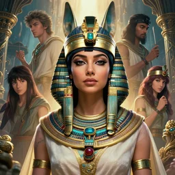 Highly detailed portrait of Kat Dennings, as an Egyptian goddess, Stephen Bliss, unreal engine, fantasy art by Greg Rutkowski, Loish, Rhads, ferdinand knab, Makoto Shinkai and Lois van baarle, ilya kuvshinov, rossdraws, Tom Bagshaw, global illumination, radiant light, detailed and intricate environment