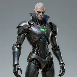 human goth groot ; adult male 3 0 years ; slender ; vampire ; wearing high tech armour ; robot ; glowing green eyes ; trending on artstation ; high detail ; digital art