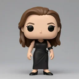 full body 3d render of Angelina jolie as a funko pop, studio lighting, white background, blender, trending on artstation, 8k, highly detailed