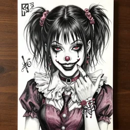 beautiful! coherent!!! detailed! expert! professional manga seinen portrait art of a goth clowngirl, painted by ilya kuvshinov!!!!! and zdzislaw beksinski # wow