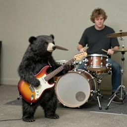 a little water bear playing electric guitar while his friend plays the drums, Gregory Crewdson, Joel Sternfeld