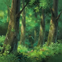 deciduous forest in a humid subtropical climate, from a studio ghibli film, fantasy concept art