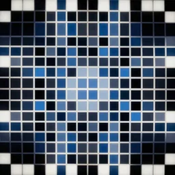 rhythmical ornament black blue white squares grid pattern structure perfectly aligned visual techno music