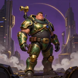 portrait of a fat man sci fi soldier ranger, brutalist city architecture, dark epic, purple and gold and green colors, cables and wires, high details, ceremonial clouds, dripping paint, fibonacci rhythm, artstation, art germ, wlop, pablo dominguez, sabbas apterus, award - winning, artstation