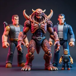 hyperrealistic rendering, cronenberg flesh monster skeletor by art of skinner and richard corben and jeff easley, product photography, action figure, sofubi, studio lighting, colored gels