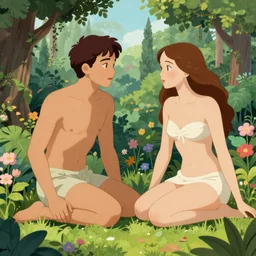a kenophobia depicting adam and eve in the garden of eden,