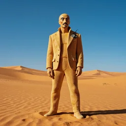 scene on a desert, striking contrasting colors, subject is illuminated and interesting, textured, the concept of technological liberation, a masterpiece, award winning, wonder, striking studio lighting, evokes a sense of joy, digital art, surrealism / skeuomorphic / matte painting by dali da vinci rutkowski botanical artstation