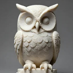 symmetrical detailed sculpture of an owl, made of Dreams