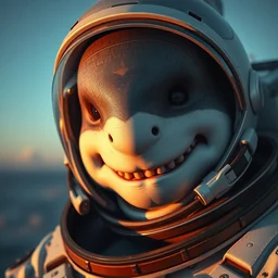 closeup face humanoid shark cosmonaut, proudly posing for a portrait, greg rutkowski, rhads, ferdinand knab, makoto shinkai lois van baarle, ilya kuvshinov, rossdraws, tom bagshaw, global illumination, intricate, detailed, atmospheric lighting, golden hour.