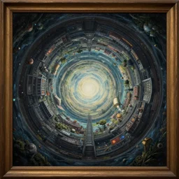 circular magic portal to another world. framed, centralized urban fantasy, high detailed digital art trending in artstation. artist greg rutkowski