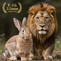 a cross between a rabbit and a lion, rabbit - lion, rabbit with a lion's mane, glorious, high quality, 4 k, 8 k, photography, cute photograph, f / 1 6, 3 5 mm, award - winning photography, soft lighting