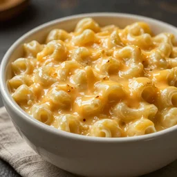 A bowl of Mac and cheese, hyper realistic, ray tracing, gold yellow cheese,