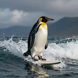 Penguin surfing on a bong