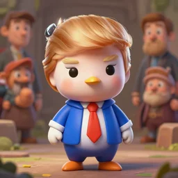 cute little anthropomorphic donald trump cute and adorable, pretty, beautiful, dnd character art portrait, matte fantasy painting, deviantart artstation, by jason felix by steve argyle by tyler jacobson by peter mohrbacher, cinema