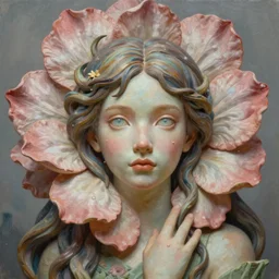 a painting by james jean of flower god, concept art, character only, detailed art, figurine!!!, trending on artstation, 4 k, highly - detailed, focus on face!!!