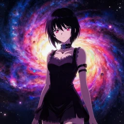 girl, anime, anime, artgerm, psychedelic galaxies