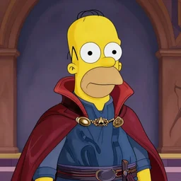 A still of Homer Simpson as Dr. Strange from Doctor Strange (2016). Extremely detailed. Beautiful. 4K. Award winning.